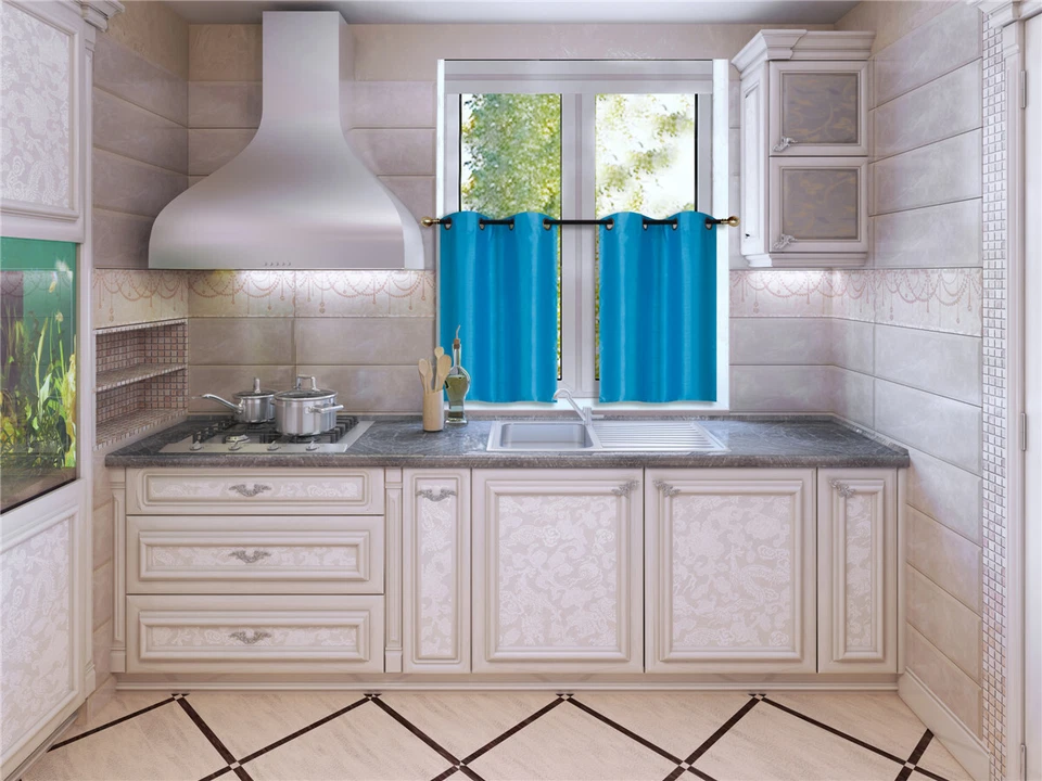 JUEGO DE 2 PIEZAS PANEL DE COCINA FORRADO RESPALDO VENTANA CORTINA CORTINA SÓLIDA 36" LARGO D24 Foto 1 de 1