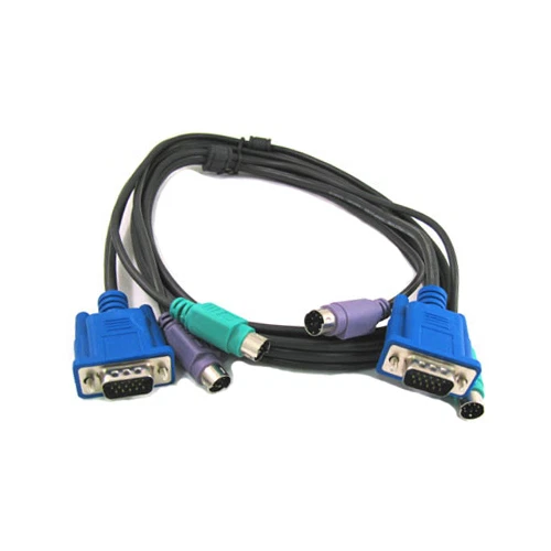10 Ft 3-in-1 KVM Switch Cable w/ 6pin PS2 Keyboard Mouse & HD15 VGA Male to Male - Image 1 of 1