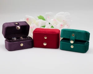 Velvet Ring Box Handmade Fits 6 The Traveler 3 COLORS Engagement Ring & Wedding - Picture 1 of 10