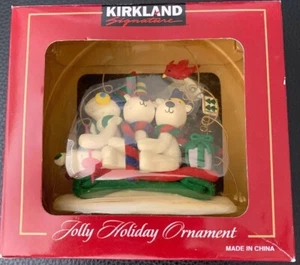 Kirkland Signature Jolly Holiday Christmas Ornament Polar Bears Sledding on Snow - Picture 1 of 5