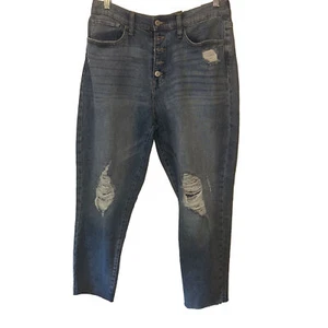 Sonoma Jeans High rise Curvy Mom 11/30W Distressed Buttonfly Raw Hem NWT - Picture 1 of 9