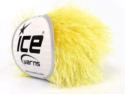 Light Yellow Eyelash Glitz 50gr 82906 Ice Yarns Sparkle Eyelash Yarn 76y - Image 1 of 3