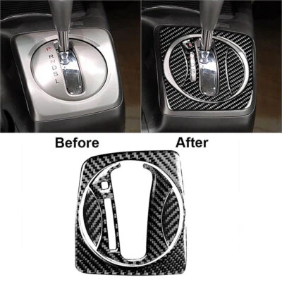 For Honda Civic 8th Gen 2006-2011 Carbon Fiber Auto Gear Shift Panel Cover Trim Foto 1 de 4
