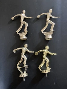 Lot of 4 VINTAGE Metal Cast MENS BOWLING TROPHY TOPPER FIGURES 4-5” Gold - Picture 1 of 4