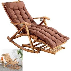 Liegestuhl Holz Schaukelstuhl Relaxliege Lehnstühle Ruhesessel mit Fuß Massage - Bild 1 von 12