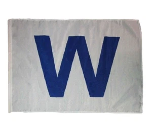 12x18 12"x18" Chicago Cubs "W "Manga Ganadora Bandera Barco Coche Jardín 100D - Imagen 1 de 1