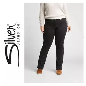 Silver Jeans Suki Mid Slim Boot Black Jeans Women's Plus Size 20 x 31 Stretch - Picture 1 of 16