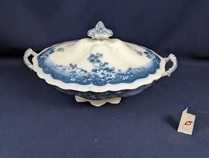 Johnson Bros Clayton Dark Flow Blue Vegetable Serving Bowl w Cover B G-VGC - Picture 1 of 8