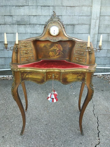 Antique Guerin NY French Belle Epoch Vernis Martin Desk Bonheur De Jour We Ship Cover