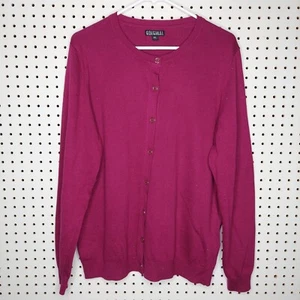 Nicole Miller Button Cardigan Women XXL Stretch Burgundy Sparkle Knit Preppy - Picture 1 of 5