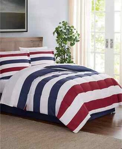 Pem America Stripe queen 3-Piece Reversible comforter set, Multi Color, QUEEN - Picture 1 of 12