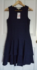 New Michael Kors  navy blue perforated flower dress. SzXS.RT $110. - Picture 1 of 10