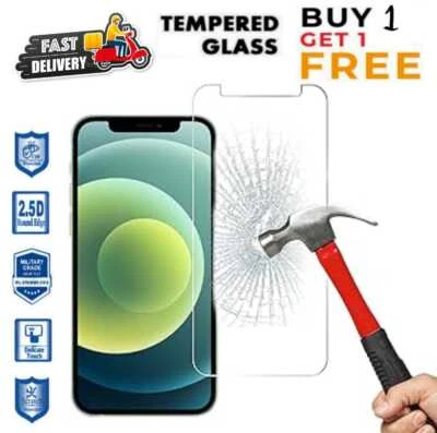 Tempered Glass Screen Protector For iPhone 16 15 14 13 12 11 Pro Max Mini XR XS - Image 1 of 3