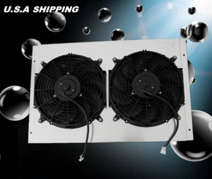 KKS Aluminum Radiator Shroud W/ 12" Fans 375 Fit DODGE MOPAR BIG BOLCK 1968-74 - Picture 1 of 6