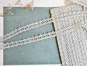 18mm Natural Undyed Crochet Linen Lace Trim Sewing Edging Rustic Boho Decor - Picture 1 of 5