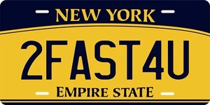 New York Blau Gelb Personalisiert Individuelles Nummernschild Auto Motorrad Bike - Bild 1 von 2