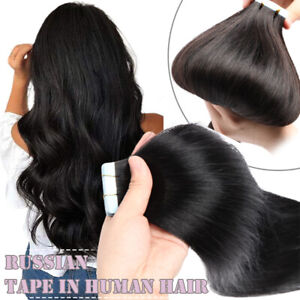 Invisible Tape In 100% Thick Remy 9A Human Hair Extentions Full Head Skin Weft
