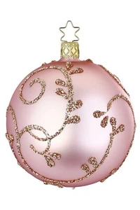 Inge-Glas Ball 8cm Rococo Cotton Candy Matte 21314T008 German Glass Christmas Or - Picture 1 of 2