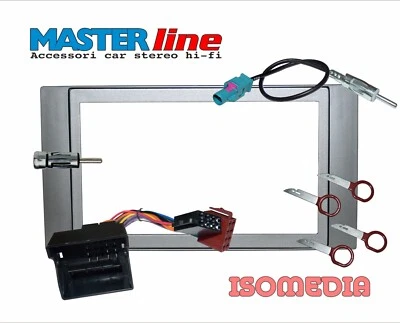 MASCHERINA RADIO DUE DIN FORD FOCUS 2005 A 2011 + CONNETTORI ISO. COLORE SILVER - Immagine 1 di 4