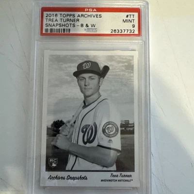 2016 TOPPS ARCHIVES SNAPSHOTS BLACK & WHITE #TT TREA TURNER ROOKIE RC PSA 9 - Image 1 of 4