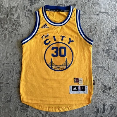 Camiseta Adidas Golden State Warriors HWC Stephen Curry Juvenil Talla Pequeña Swingman Foto 1 de 4