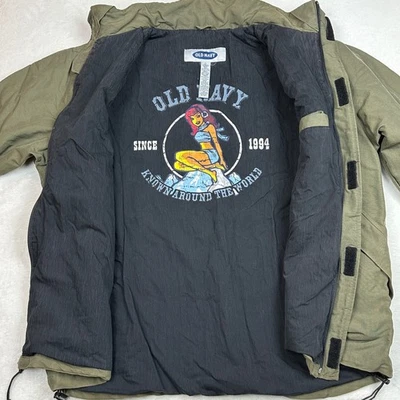 Old Navy Men's Olive Green Winter Parka Jacket Lined Graphic Print Size XL - Image 1 of 4