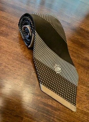 Corbata vintage años 70 Oelg Cassini de Birmania marrón a rayas poliéster usada en excelente estado Foto 1 de 4