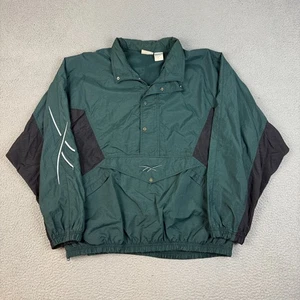 Vtg 90s Reebok 1/2 Zip Pouch Windbreaker Pullover Nylon Jacket Men's 2XL Lined - Picture 1 of 12