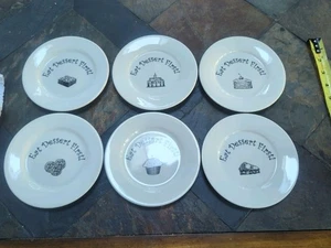 Set of 6 Dessert Plates ' Eat Dessert First' 6” NIB, Kitchen Essentials - Picture 1 of 13