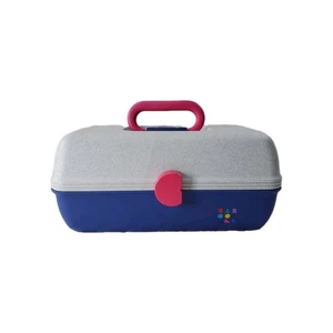 Vintage 1990 Caboodles 3 Tier Makeup Carrier By Plano Blue/Gray/Pink Made USA - Picture 1 of 12