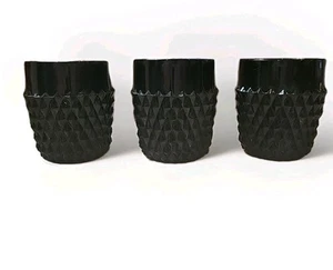 Set of 3 Vintage Indiana Glass Tiara Cameo Black Diamond Point Tumblers - Picture 1 of 4