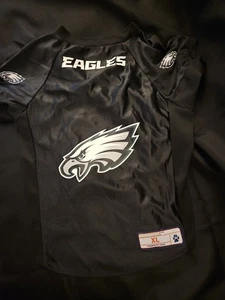 NFL LICENSED PHILADELPHIA EAGLES DOG JERSEY SIZE XL NWT BLACK W/ EAGLE ON IT - Picture 1 of 10
