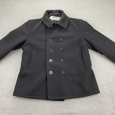 Schott NYC Pea Coat Jacket Men Black U.S. 740N Made in USA Wool Quilted  Size 44 - Image 1 of 4