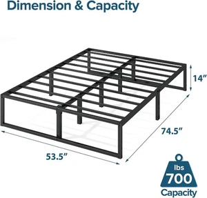 ZINUS Lorelei 14 Zoll Metall Plattform Bettgestell, Matratze Voll, Schwarz OFFENER KARTON - Bild 1 von 4
