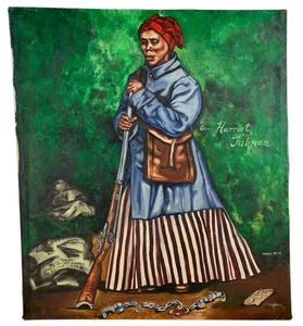Jamaal Pete Painting Harriet Tubman Oil On Canvas - Picture 1 of 9