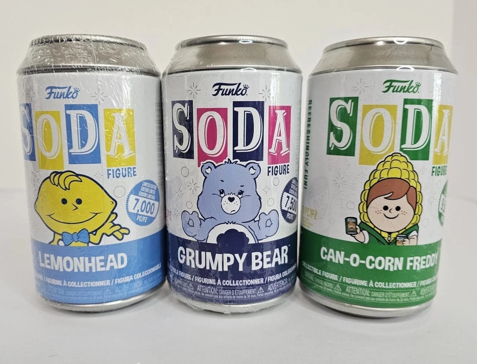 Funko Soda Grumpy Bear + Lemondhead (Chance At A Chase) + Can-o-Corn FREDDY L.E. Foto 1 de 4