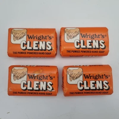 WRIGHTS 4x Vintage Wright's CLENS Pumice Powered Hand Soap - 4 x 75g Bars - SEALED