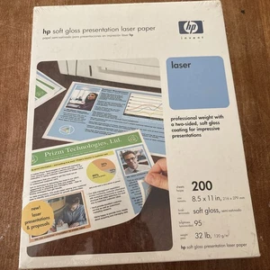 HP 200-sheet 8.5x11 Letter Soft Gloss Laser Printer Paper Color Mono White Matte - Picture 1 of 5