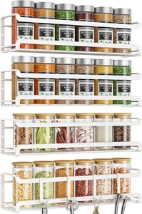 Spice Rack Wall Mounted 4 Pack, Space-Saving Spice Organizer for Spice Jars and - Picture 1 of 12
