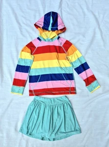 Hanna Andersson Colorblock Rainbow Hoodie Shirt & Skorts set 110cm (size 5) - Picture 1 of 5