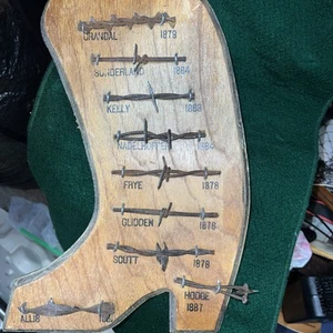 Rustic 1800s Barbed Wire Display in The Shape of a Boot - Picture 1 of 3