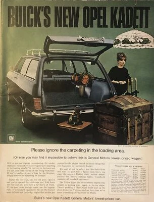 1966 Buick Opel Kadett Station Wagon PRINT AD Carpet Loading Area VTG 1960s GM - Image 1 of 4
