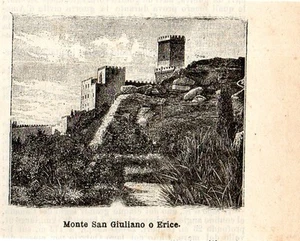 Stampa antica ERICE piccola veduta panoramica Trapani Sicilia 1897 Old Print - Picture 1 of 1