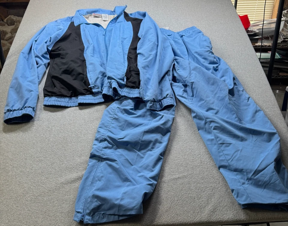 Vtg 80's-90's G1 Mens XL Running Suit Powder Blue/Blk 1/4 Zip Pants Street Wear - Image 1 of 4