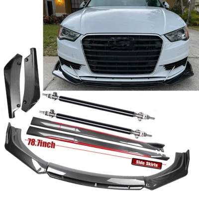 Front Rear Bumper Lip+78.7"Side Skirt Extension For Audi A5 A4 A3 Body Kits Foto 1 de 4