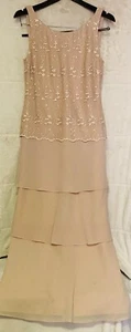 Vintage PATRA Mother Of Bride Women’s Dress Gown Beige Size 6 Sequins - Picture 1 of 7