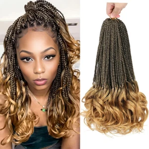 14’’ Synthetic Curls Crochet Hair Braids Curl Box Braids with Bouncy Curly Ends - Picture 1 of 24