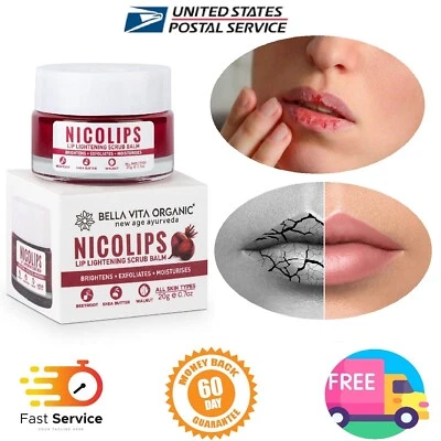 NicoLips Lip Scrub Balm Lightening Brightening Dark/Smoker Lips 20gm Chapped Lip - Image 1 of 4