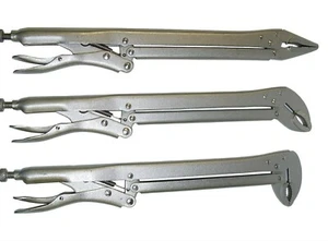 VCT 15" EXTENDED REACH LOCKING PLIERS, Extra Long Straight 45 90 Deg. Bent Jaws - Picture 1 of 1