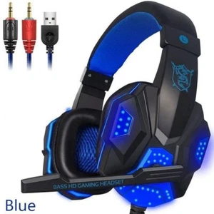 Gaming Headset 3.5mm Mic LED Headphones Stereo Bass Surround For PC PS4 Xbox One - Picture 1 of 12